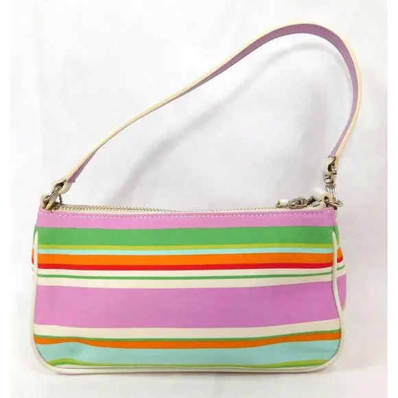 Vintage Coach Y2k Hampton Stripe Multi-Color Mini Baguette Shoulder Bag - Picture 2 of 11